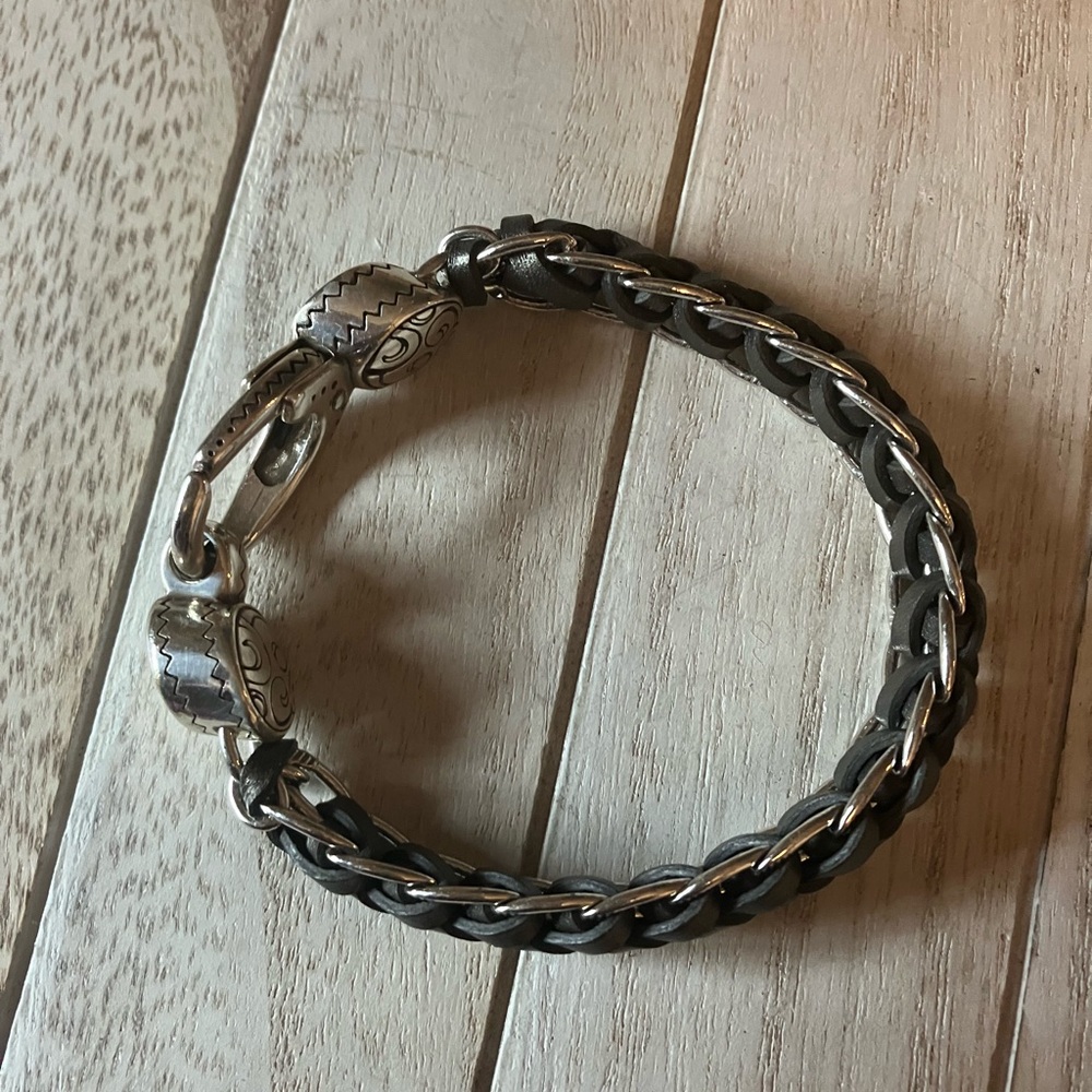 🌸Brighton Silver Leather Braided Bracelet - Picture 5 of 7